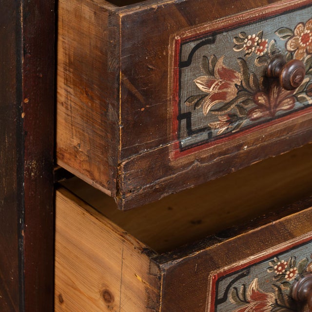 19th Century Original Hand Painted Large Chest of Three Drawers For Sale - Image 13 of 18