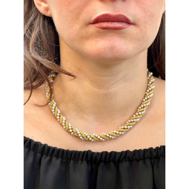 Late 20th Century Bucherer Two-Piece Necklace and Bracelet Set in 18 Karat Yellow Gold and Pearls For Sale - Image 11 of 18
