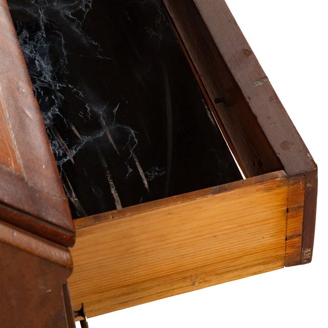 Early 20th Century George III Mahogany Slant Front Desk With Inlay and Fitted Interior For Sale - Image 4 of 5