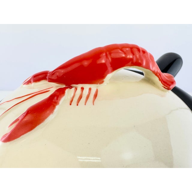 Mid-Century Modern Vintage Mid-Century Modern Black Ceramic Lobster Covered Serving Warmer With Tripod Stand For Sale - Image 3 of 13