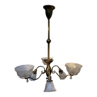Vintage American Classical Style Gas Electric Chandelier For Sale