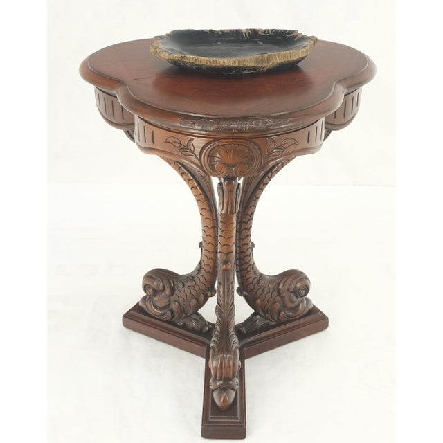 Wood Petrified Wood Heart Shape Solid Black Elongated Bowl Dish Large Plate Ashtray For Sale - Image 7 of 8