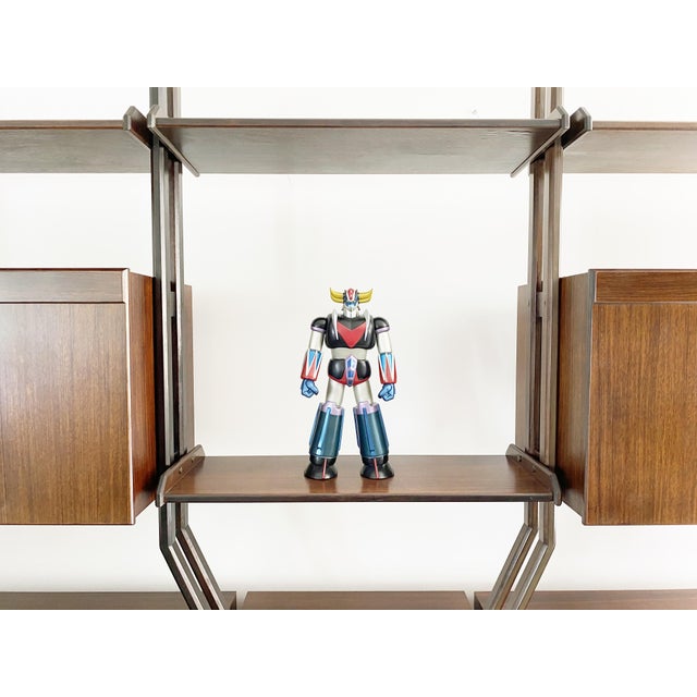 Mid-Century Italian Modern Free-Standing Bookshelf in Wood and Brass, 1960s For Sale - Image 14 of 18