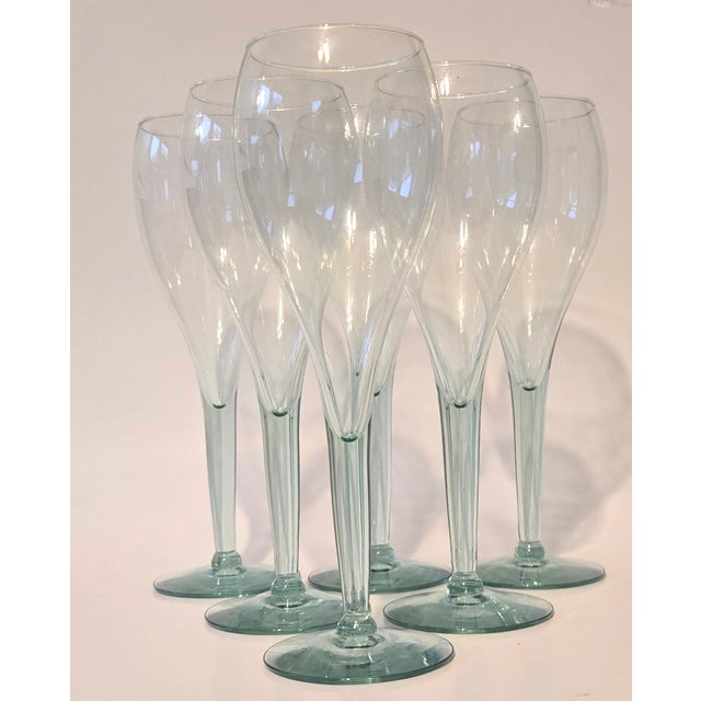 Vintage Sea Glass Green Goblets - Set of Six For Sale - Image 11 of 11