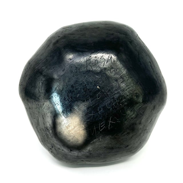 Wood Doña Rosa Oaxaca Barro Negro Gourd-Shaped Vase - 5.38" H X 5" Diam. For Sale - Image 7 of 13