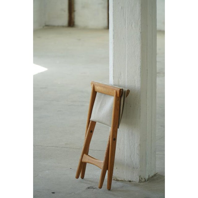 Model 203 Oak Folding Stool by Uno & Östen Kristiansson, 1950s For Sale - Image 3 of 13