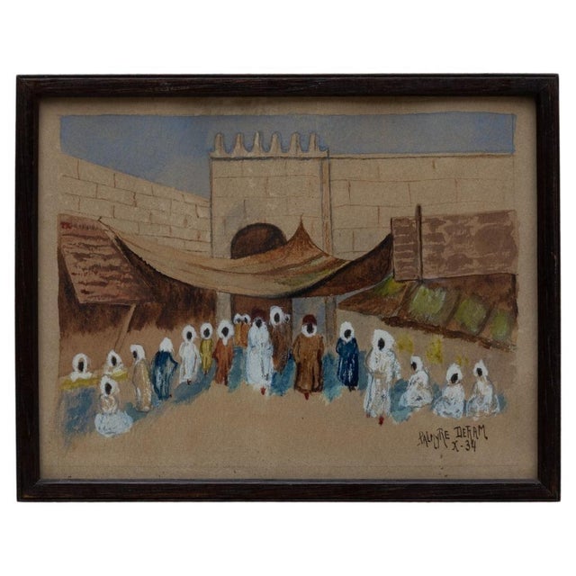 20th Century French Village Painting With Wooden Frame For Sale - Image 15 of 18