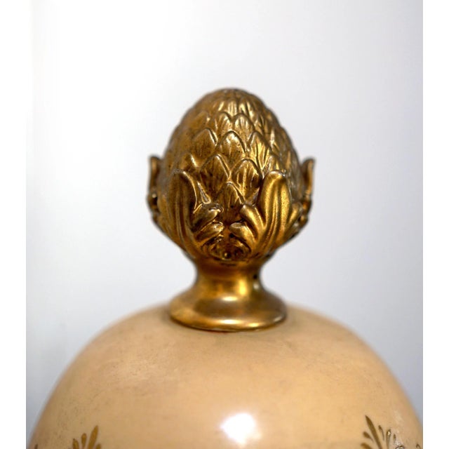 Ceramic Gilt Porcelain Large Dresden Two Handled Garniture Vase and Cover For Sale - Image 7 of 8