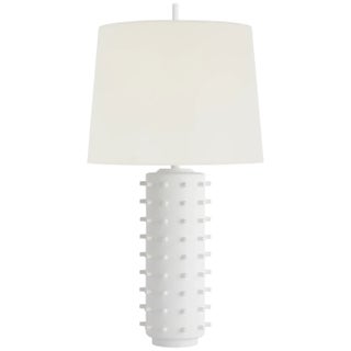 Thomas O'Brien by Visual Comfort Signature Biarritz Medium Table Lamp in Plaster White with Linen Shade For Sale