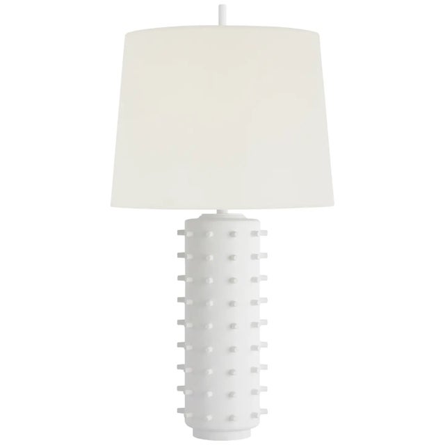 Thomas O'Brien by Visual Comfort Signature Biarritz Medium Table Lamp in Plaster White with Linen Shade For Sale