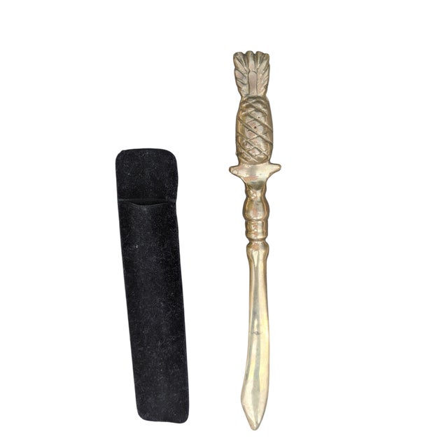 Early 20th Century Vintage Brass Pineapple Letter Opener Desk Accessory For Sale - Image 5 of 6