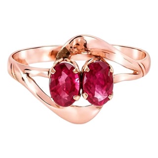 Late 20th Century 18K Pink Rose Gold Ruby Pinky Ring, Size 6.25 For Sale