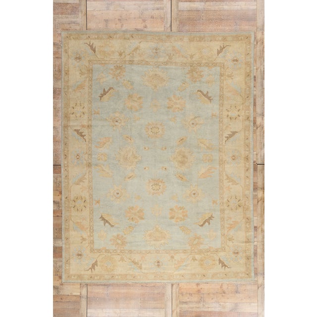 Vintage Modern Celadon Turkish Oushak Rug - 09'02 X 12'00 For Sale - Image 10 of 10