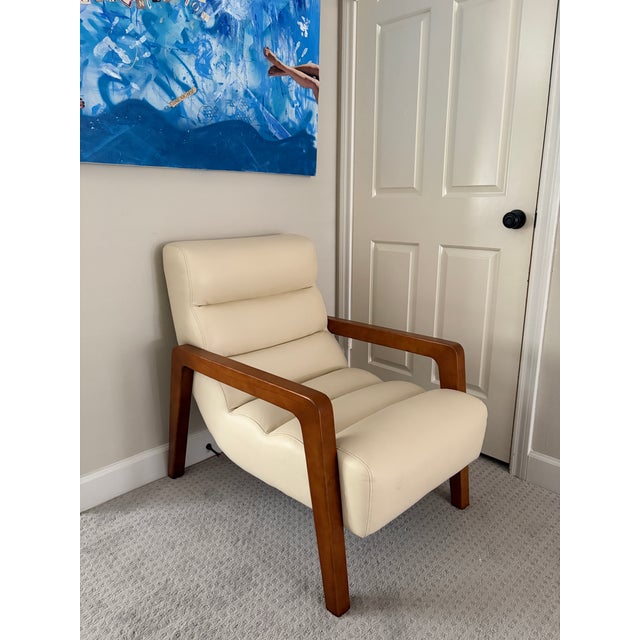 Modern Contemporary Lounge Chair by Opulence Home in Cream Upholstery For Sale - Image 12 of 12