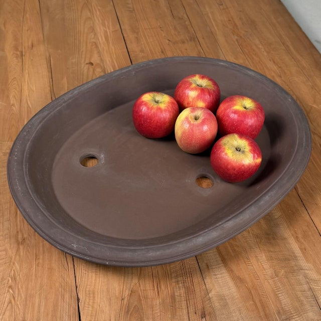 Brown Large Vintage Japanese Oval Bonsai Tray, 1980s For Sale - Image 8 of 12