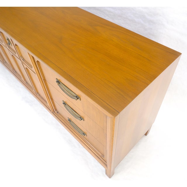Mid 20th Century Mid Century 80” Long 9 Drawers Dresser Credenza Two Drawer Compartment MINT For Sale - Image 5 of 17