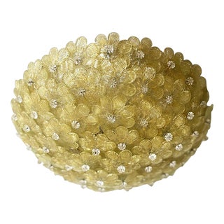 Italian Gold Flower Murano Glass Ceiling Light by Simoeng For Sale