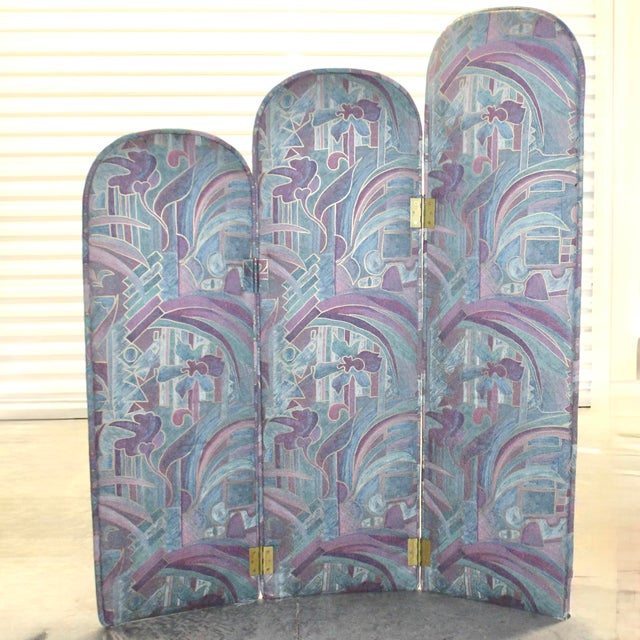 1980s Postmodern 3 Panel Room DividerScreen For Sale In Fayetteville, AR - Image 6 of 7