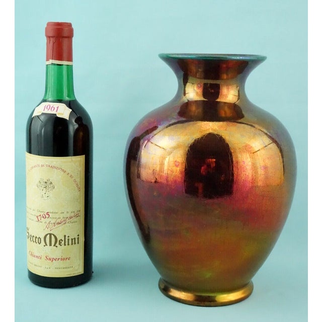 Vintage Ceramic Vase with Gold Metallic Enamel by Bottega Gatti, 1970s For Sale - Image 9 of 18