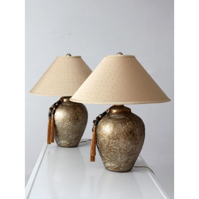 Ceramic Pair of Vintage Chinoiserie Style Gilt Ceramic Table Lamps For Sale - Image 7 of 18