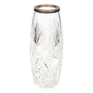 Crystal Vase with Silver Finish For Sale