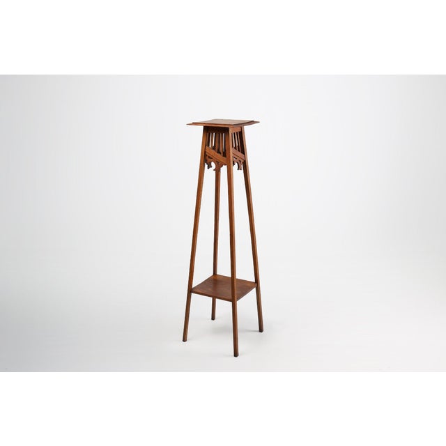 French Art Deco Pedestal Console in Oak, 1920s For Sale - Image 11 of 12