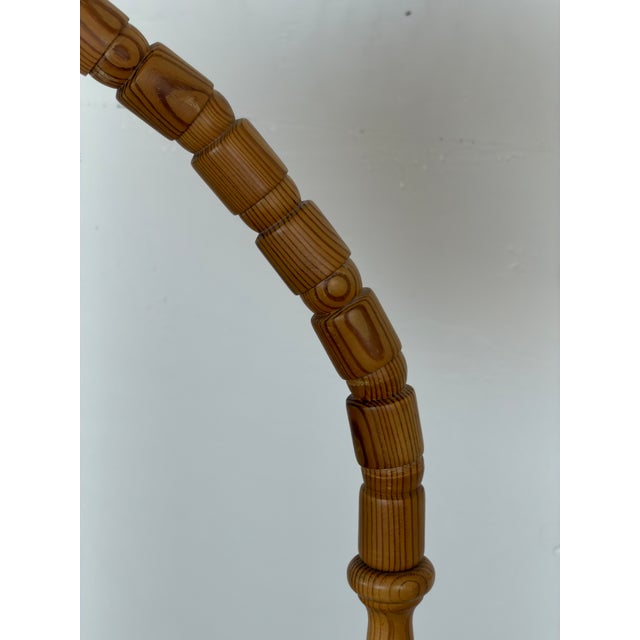 Wood Mid-Century Modern Swedish Turned Pine Floor Lamp with Swan-Neck Arm, 1970s For Sale - Image 7 of 12