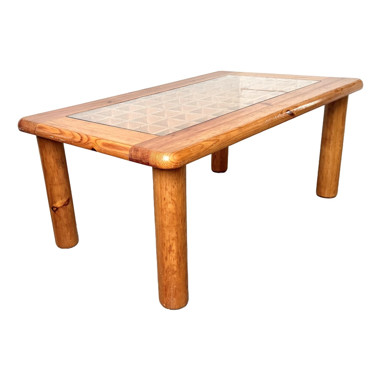Scandinavian Coffee Table in Pine and Glass, 1970s | Chairish