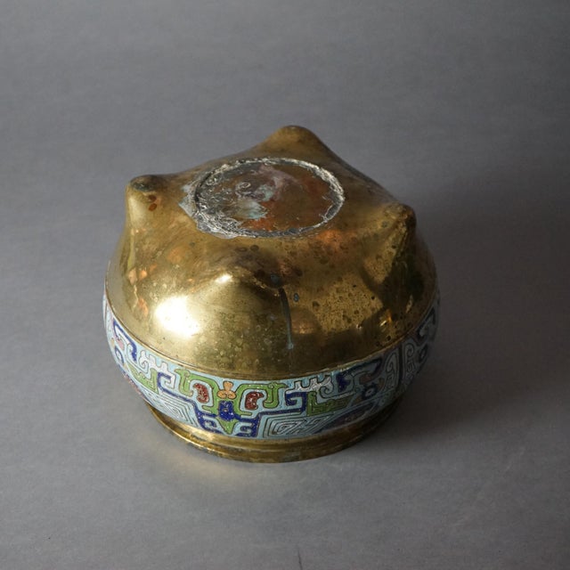 Bronze Asian Bronze & Enamel Footed Jardiniere 20th Century For Sale - Image 8 of 8