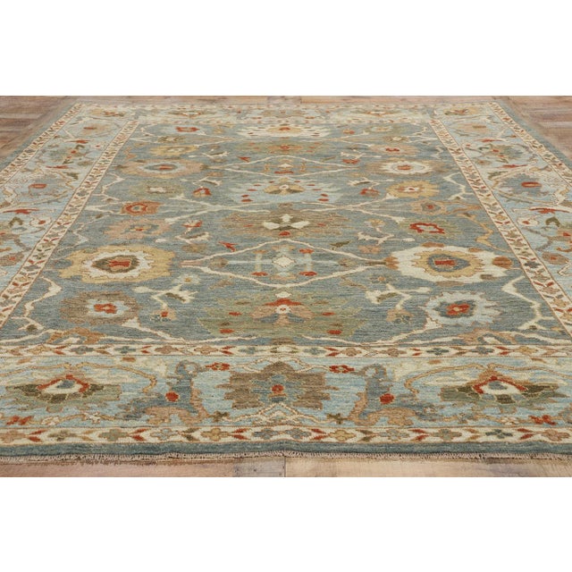 Blue Blue Persian Sultanabad Rug - 08'02 X 10'0 For Sale - Image 8 of 9