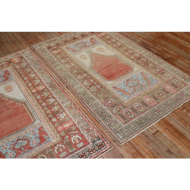 A rare pair of muted turkish prayer rugs from the 2nd quarter of the 20th century