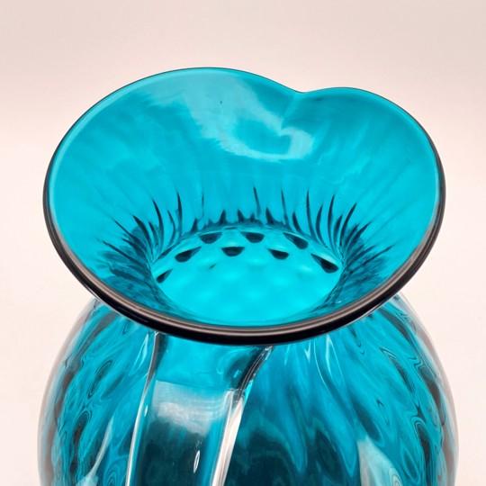 Mid-Century Modern Blenko Seabreeze Diamond Optic Pitcher With Clear Handle (Large, 2014/2015 Catalogue #1010d) Rough Pontil For Sale - Image 12 of 18