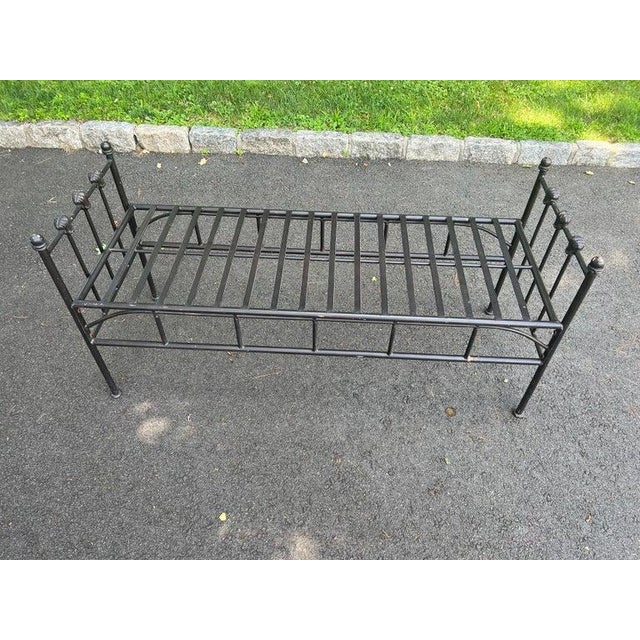 Metal Black Wrought Iron Bench For Sale - Image 7 of 18
