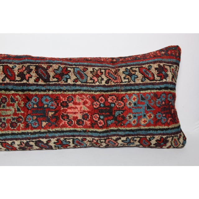 Authentic Ethnic Lumbar Throw Cushion – Handmade Wool Rug on Cotton Pillow Cover -16'' X 46'' For Sale - Image 9 of 11