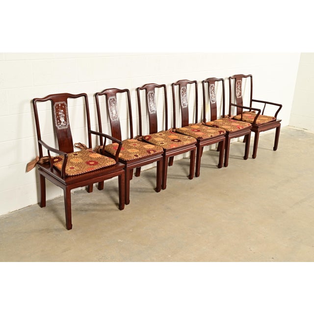 Antique Chinese Carved Rosewood Side Chairs or Dining Chairs With Mother of Pearl Inlay, Circa 1890s For Sale - Image 13 of 14