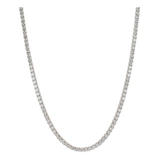 14k White Gold 4-Prong 9.83ctw Lab Grown Diamond Tennis Chain Necklace For Sale