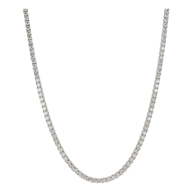 14k White Gold 4-Prong 9.83ctw Lab Grown Diamond Tennis Chain Necklace For Sale