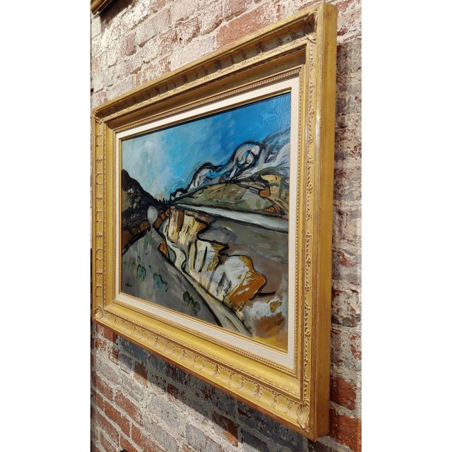 Blue Auguste Chabaud -Winding Road in a French 1940s Fauvist Landscape -Oil Painting For Sale - Image 8 of 11