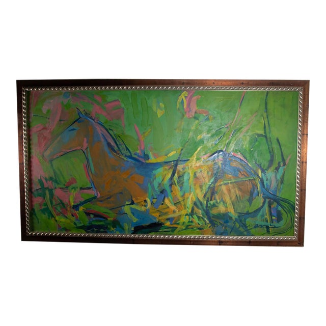Late 20th Century Marta Guevara – Apegado a La Tierra, Quieto – Oil on Canvas - Colombia - 34 X 59 For Sale