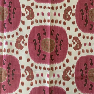 Brunschwig & Fils Samarkand Pink Ikat Linen Fabric- 1 Yard For Sale