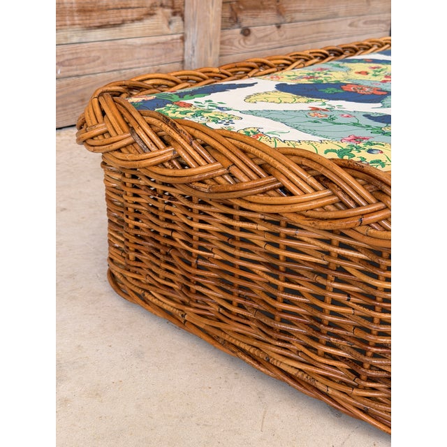English The Wicker Works Vintage Braided Rattan Backless Bench or Daybed For Sale - Image 3 of 12