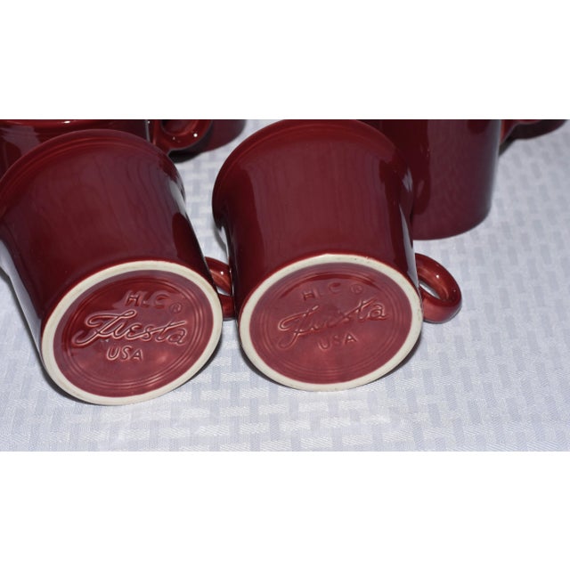 1990s HLC Fiesta Usa Homer Laughlin Cinnabar Maroon O Ring Handle Coffee Mug Usa 10oz For Sale - Image 5 of 10