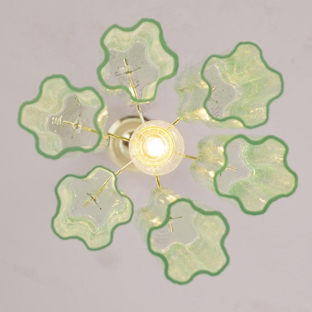 1990s Vintage Italian Hanging Light in Green Murano, 1990s For Sale - Image 5 of 12