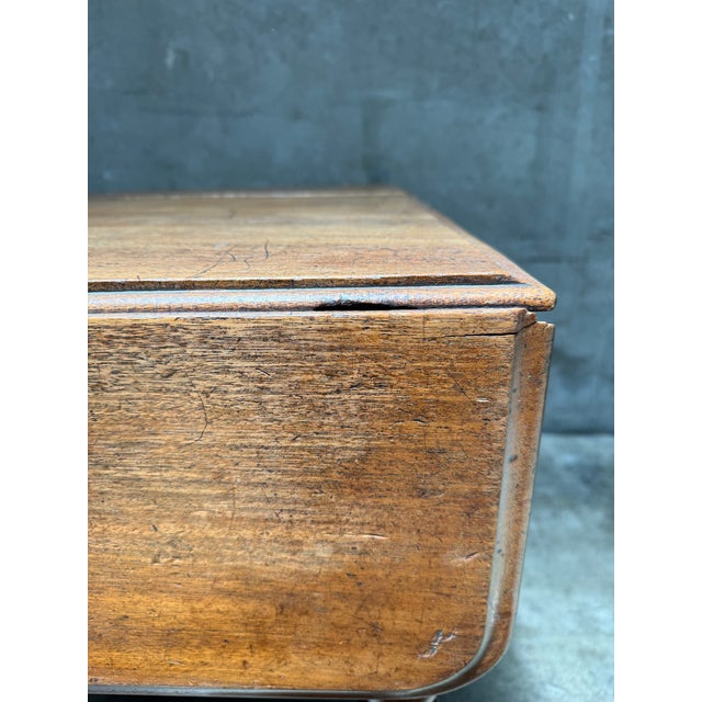 Antique American Drop Leaf Table One Drawer Turned Legs 19th C Mahogany For Sale - Image 13 of 13