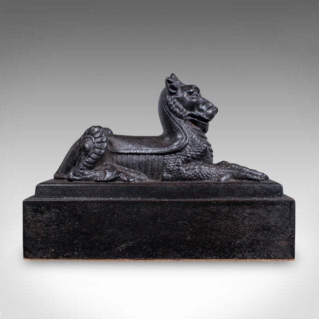 Victorian Antique Guardian Lion Door Keeper, English, Iron, Mythology, Doorstop, Victorian For Sale - Image 3 of 10