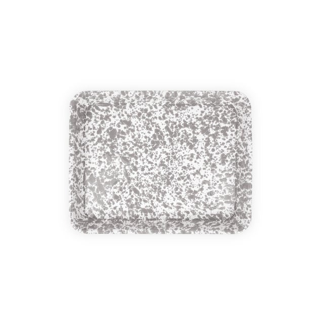 Crow Canyon Home Splatterware, Small Rectangle Tray in Grey & White For Sale - Image 4 of 4