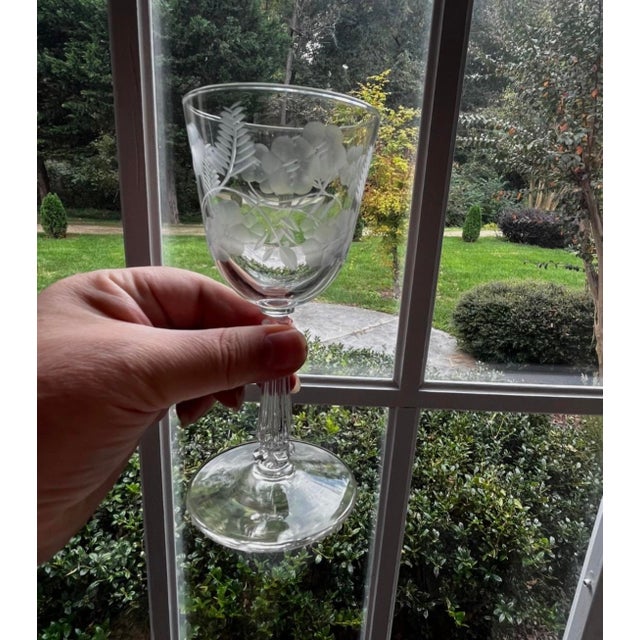 Transparent 1950s Mid-Century Modern Wine Glasses Crystal Garland Pattern by Libbey Glass Company - Set of 7 For Sale - Image 8 of 10