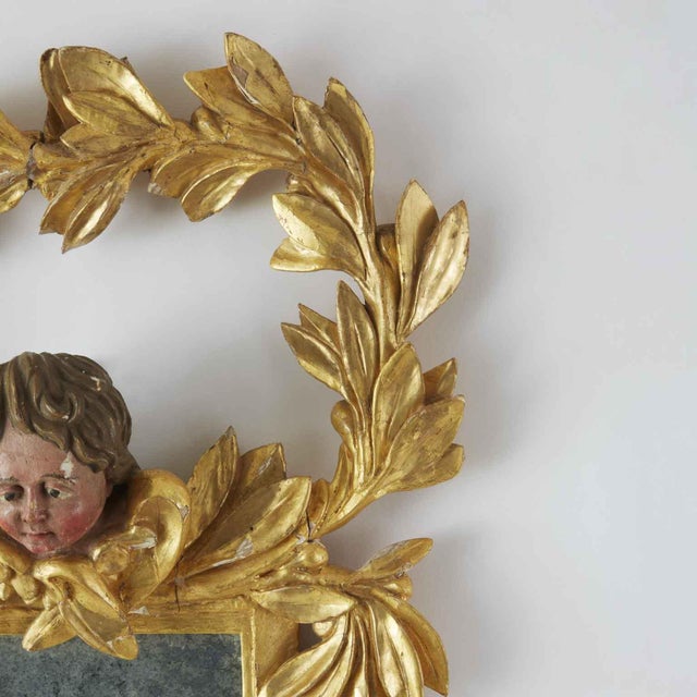 Baroque Gilded Mirror with Cherub, 1800s For Sale - Image 3 of 10