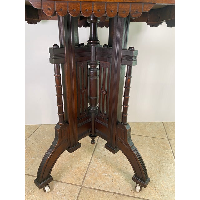 Antique Victorian Marble Top Walnut Center Table With Ebonized Base, Circa 1870 For Sale In Miami - Image 6 of 8