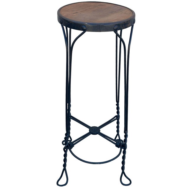 Early 20th Century Early 20th Century Late Victorian Ice Cream Parlor Oak & Iron Bar Stool For Sale - Image 5 of 7